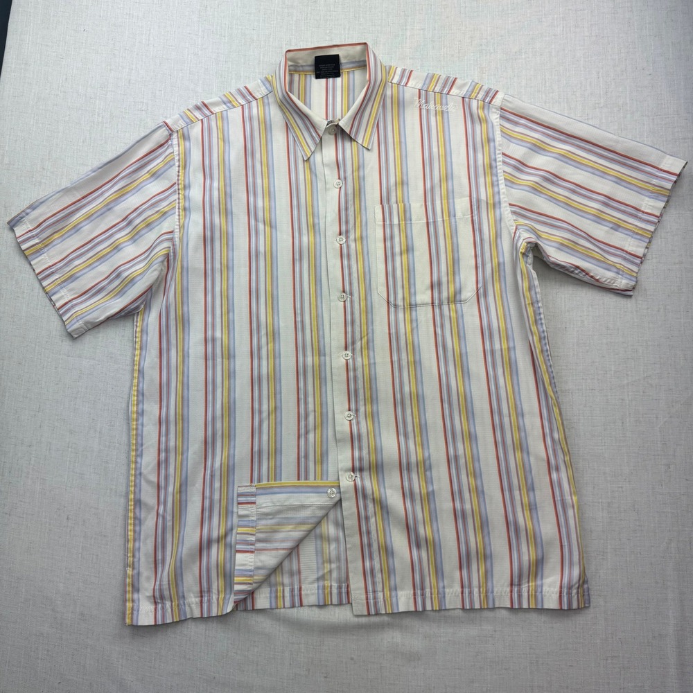 Makaveli Branded Tupac Shakur Shirt Mens Large White Striped Vintage 2003 2Pac